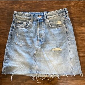 Denim Distressed Skirt
